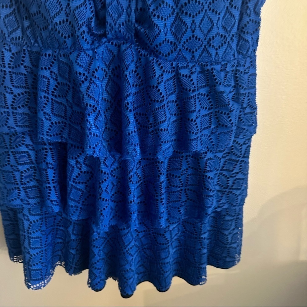 Catherine’s Blue Size 20 Lined Padded Tankini Swim Top Ruffles Eyelet - Picture 7 of 8